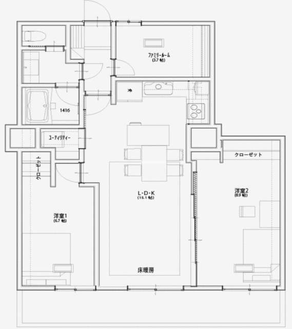 晴海アイランドトリトンスクエアビュータワー 部屋番号：2006 間取図 1