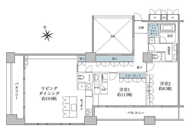 グランスイート虎ノ門 部屋番号：19F 間取図 1