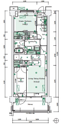 パークシティ高田馬場 部屋番号：350 間取図 1