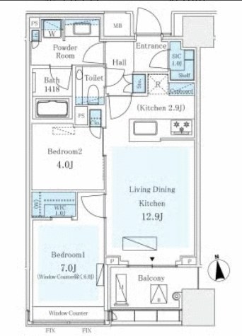パークコートザ・三番町ハウス 部屋番号：705 間取図 1