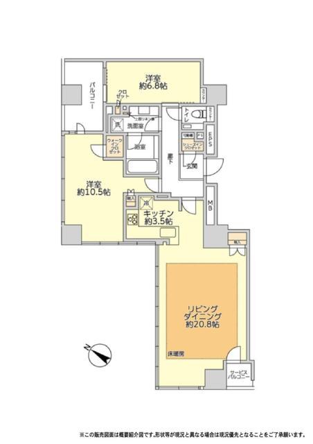 ブリリア二番町 部屋番号：6F 間取図 1