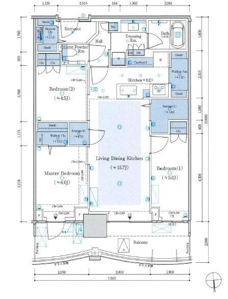 ザ豊海タワーマリン＆スカイ 部屋番号：1904 間取図 1