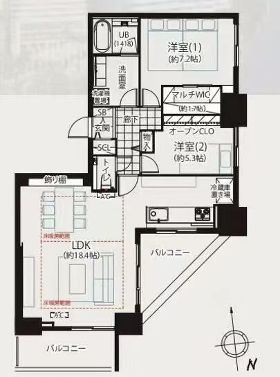 ベイシティ晴海スカイリンクタワー 部屋番号：2001 間取図 1