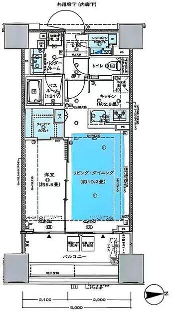シティタワー銀座東 部屋番号：22F 間取図 1