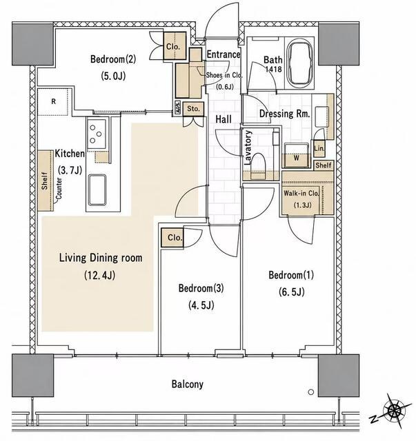 リビオタワー品川 部屋番号：33 間取図 1