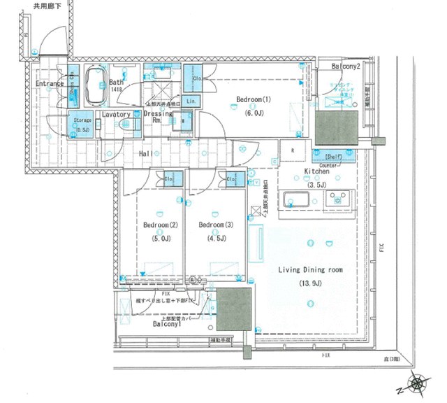 リビオタワー品川 部屋番号：2907 間取図 1