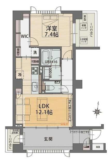 アトラス江戸川アパートメント 424号室 間取図 1