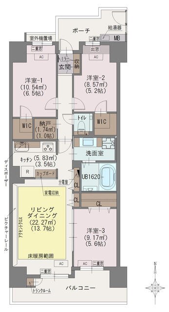 東京ビューマークス 901号室 間取図 1