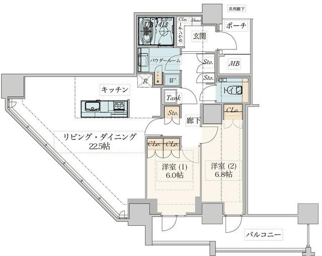 ＢＥＡＣＯＮ Ｔｏｗｅｒ Ｒｅｓｉｄｅｎｃｅ 3201号室 間取図 1