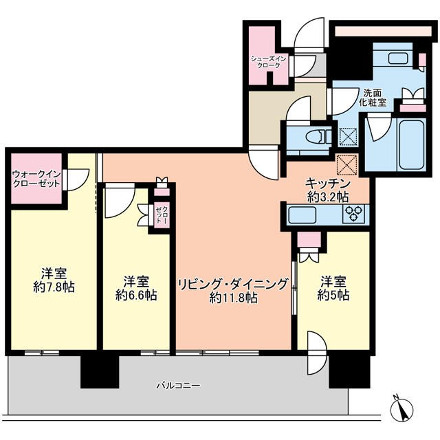 プラウドタワー小岩フロント ３１Ｆ 3101号室 間取図 1