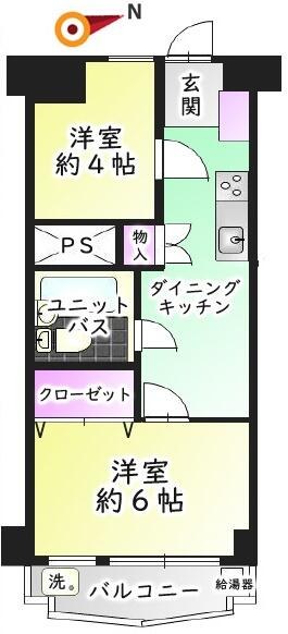 川口第一永谷マンション 412号室 間取図 1