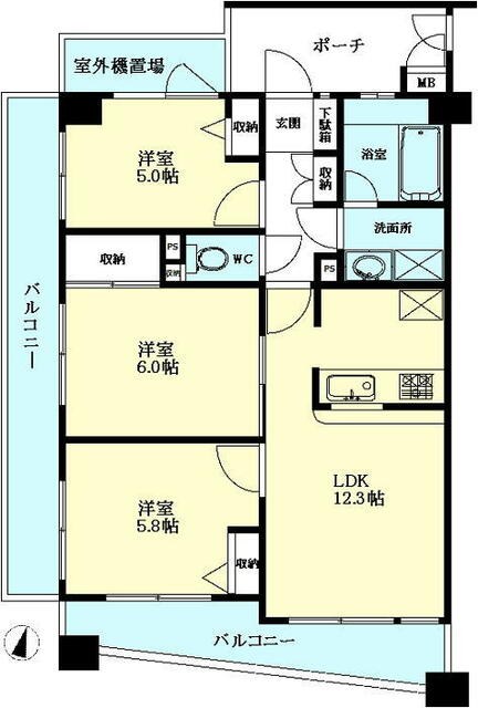 レクセル本川越 間取図 1